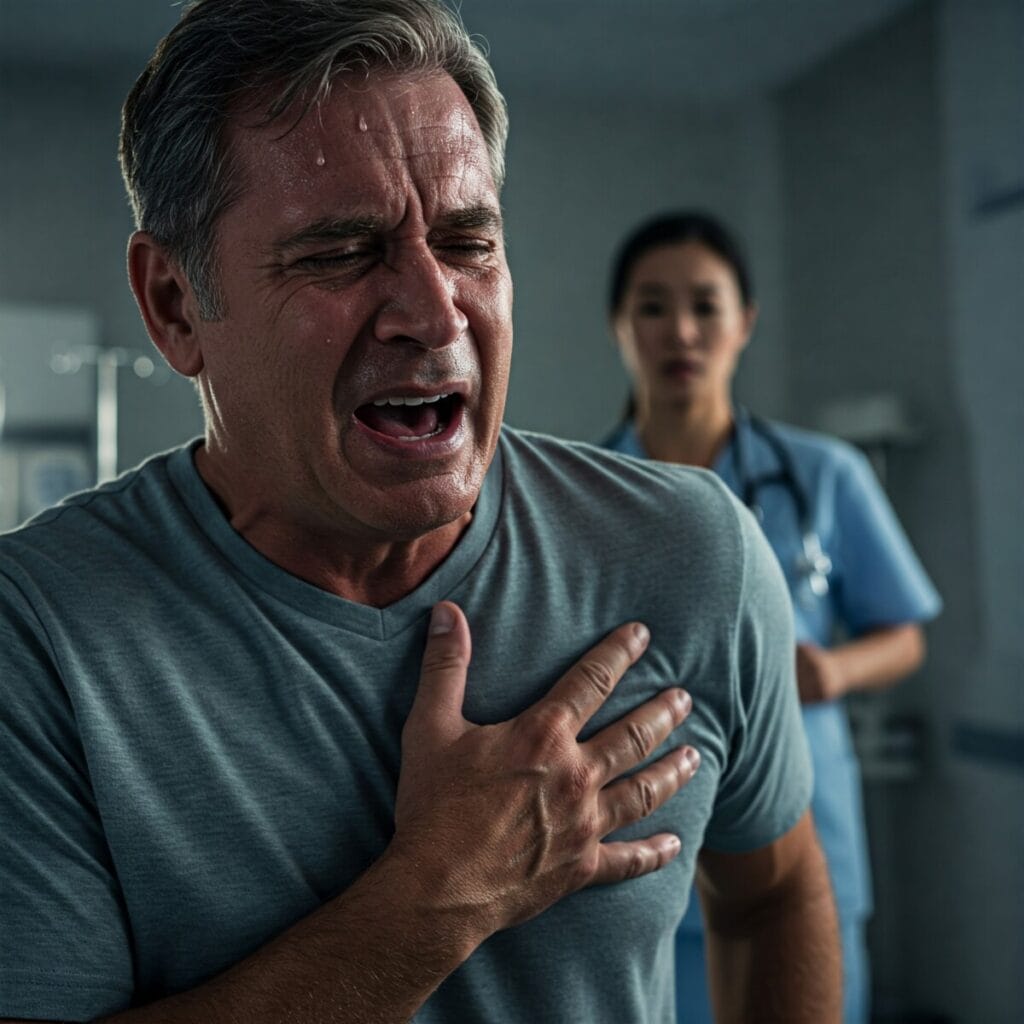 고혈압으로 인한 심근경색 환자의 모습