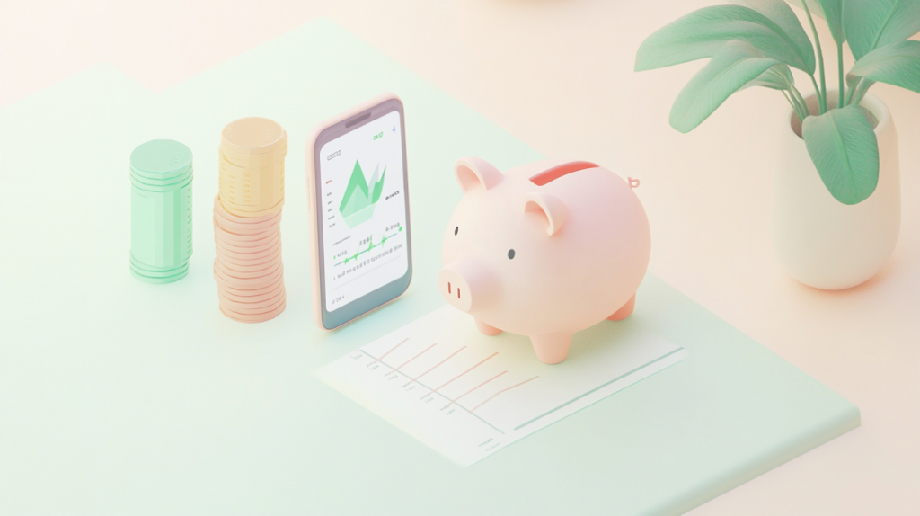 알뜰한 경제생활을 보여주는 돼지저금통 이미지