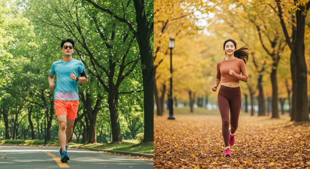 계절에 따른 러닝웨어