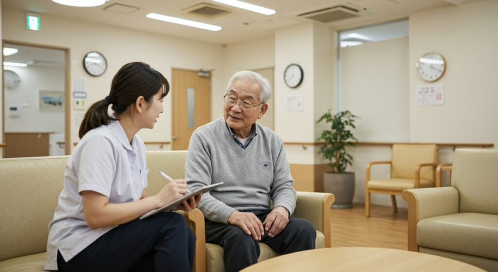 면담을 하고 있는 대상자